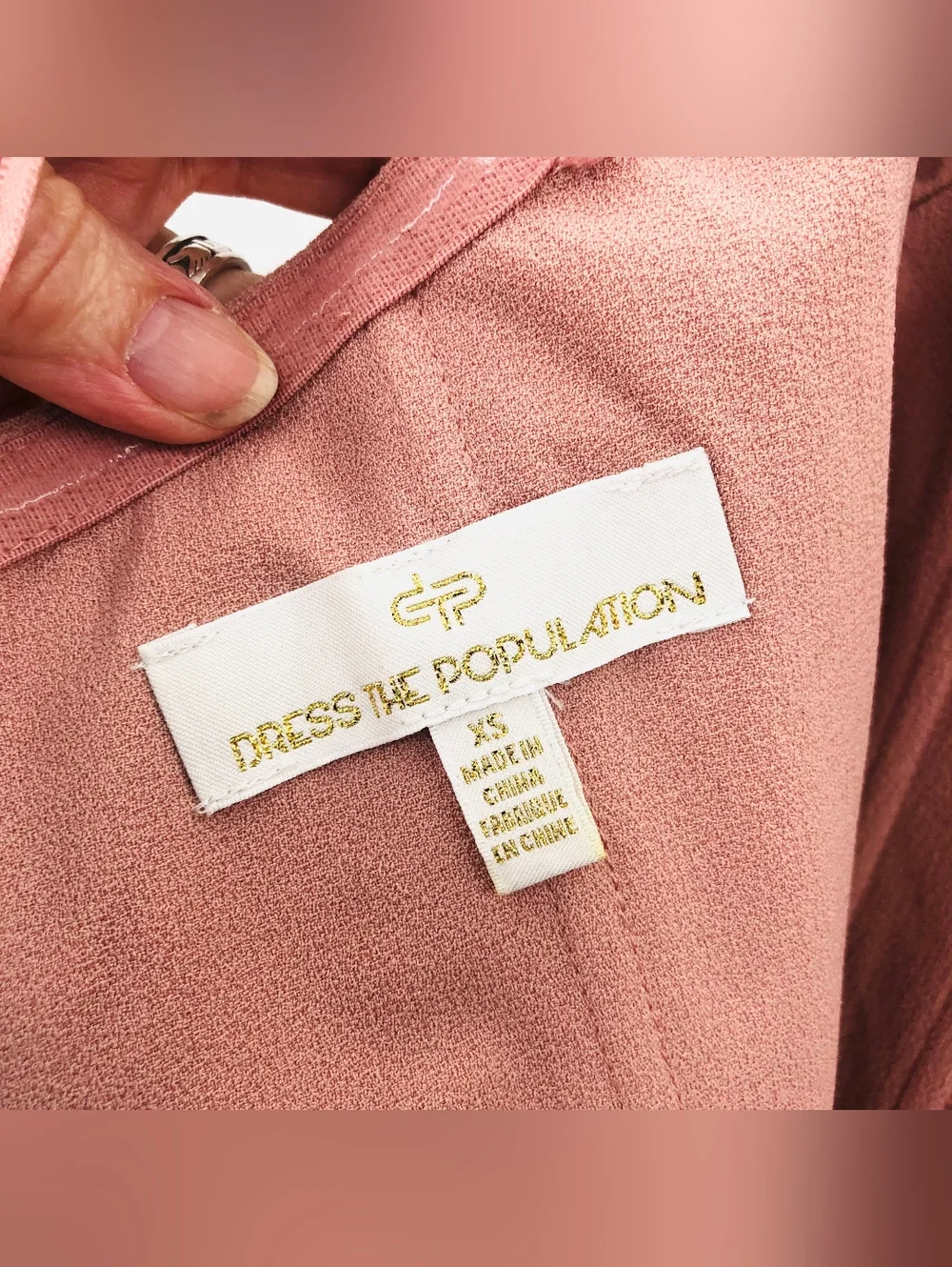 Dress the Population Off-Shoulder Midi Dress In Blush, Sz XS